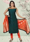 Green N F CHURIDAR 04 Latest Festive Wear Worked Readymade Salwar Suit Collection N F C 092 - BOTTLE GREEN